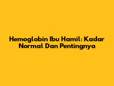 Hemoglobin Ibu Hamil: Kadar Normal Dan Pentingnya