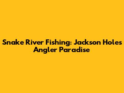 Snake River Fishing: Jackson Hole's Angler Paradise